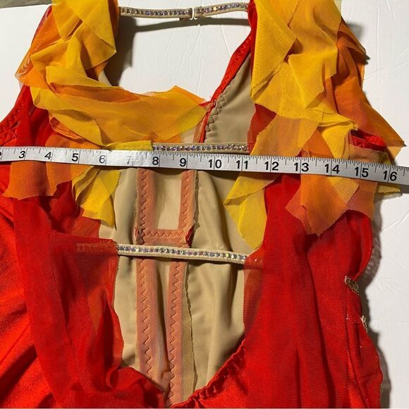 Fire flame Custom Solo lyrical embellished rhinestone Dance Costume LA adult - Picture 11 of 15